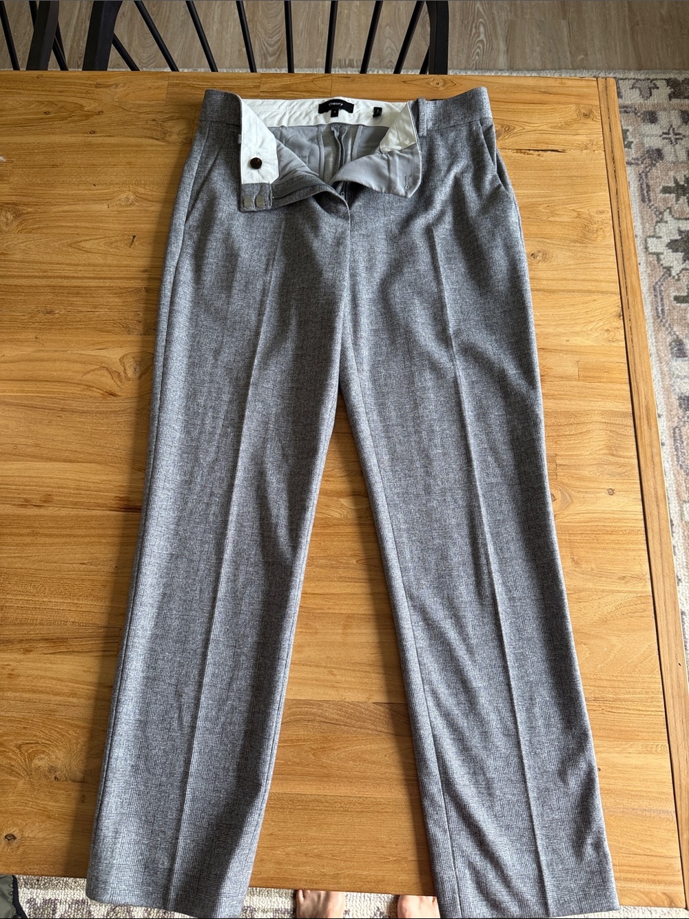 Theory Women's Straight-Leg Dress Pants in Gray plaid